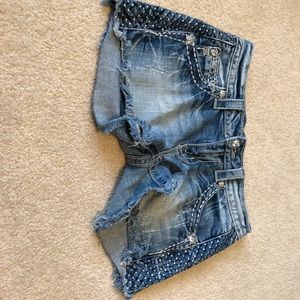 Miss Me Size 28 "Bling Rhinestone" Cut Off Shorts.